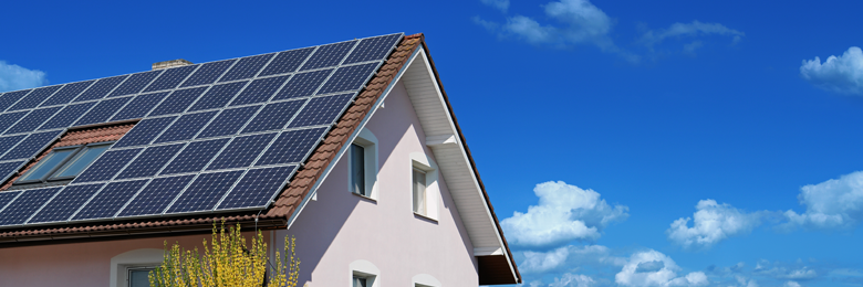 Roof of home covered in solar panels