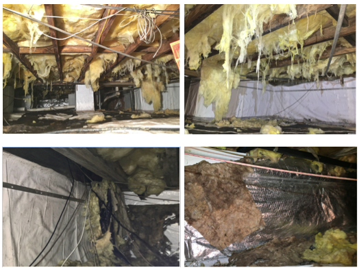 Uncontrolled moisture damaged crawlspace insulation