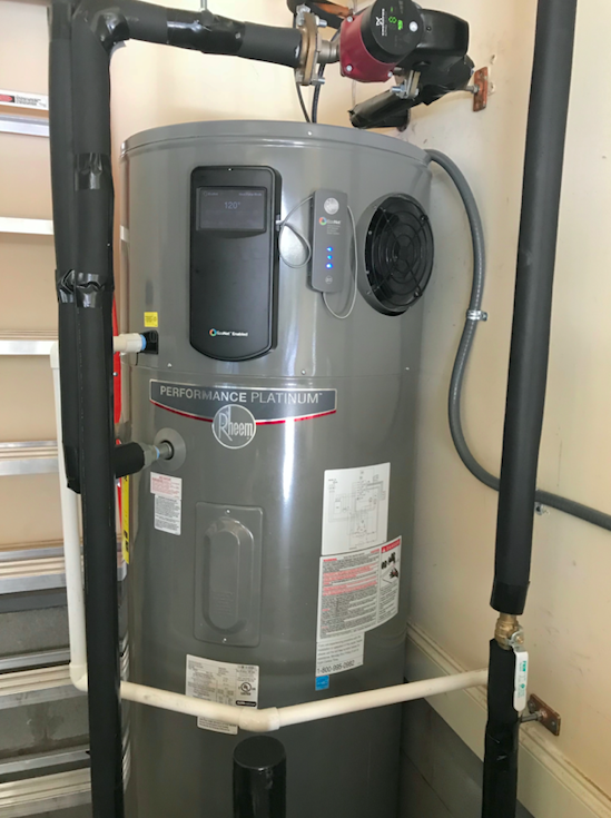 Heat pump water heater in a garage