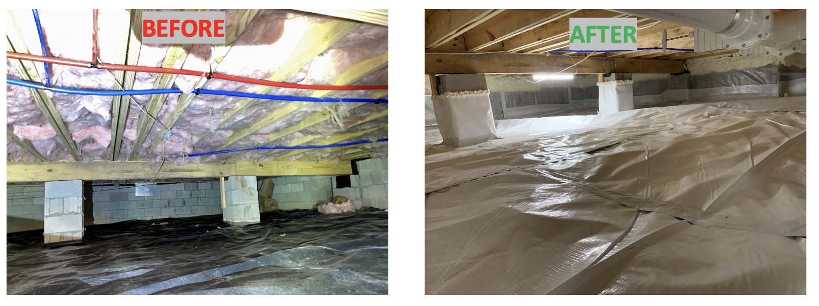 Crawlspace, before and after