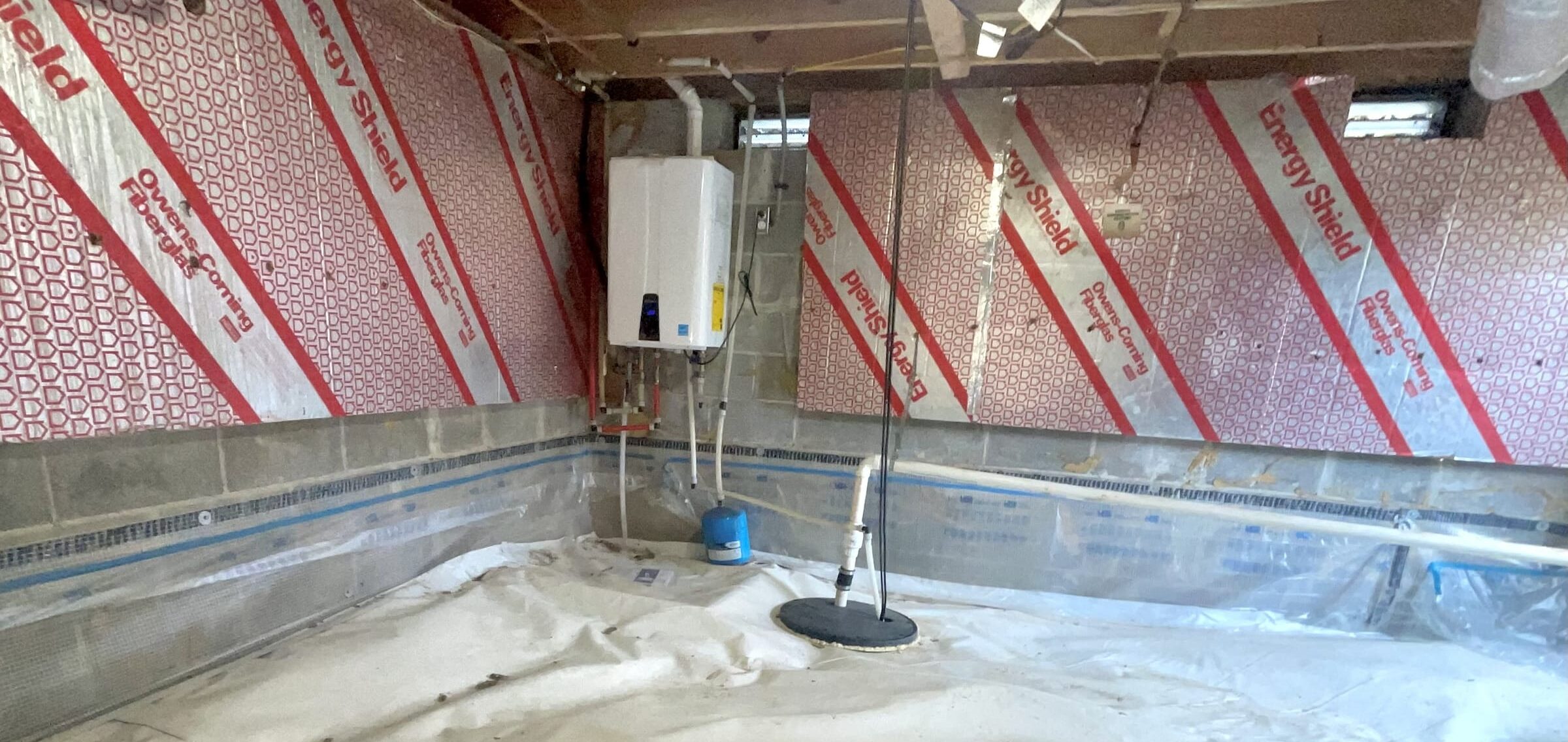 Crawlspace_Not Complete_Stahlman A partially encapsulated crawl space during an encapsulation project