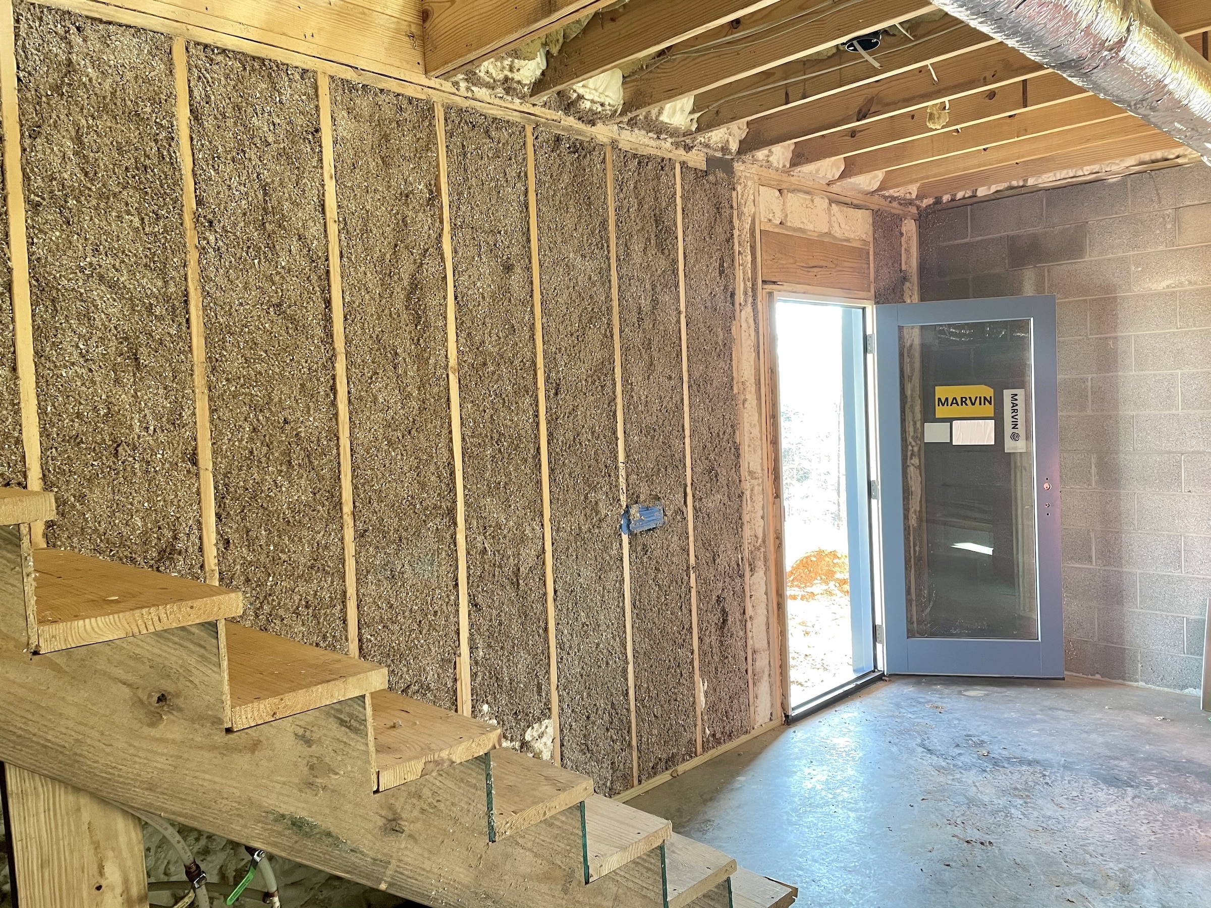 Wet Blown Cellulose Insulation In New Construction House