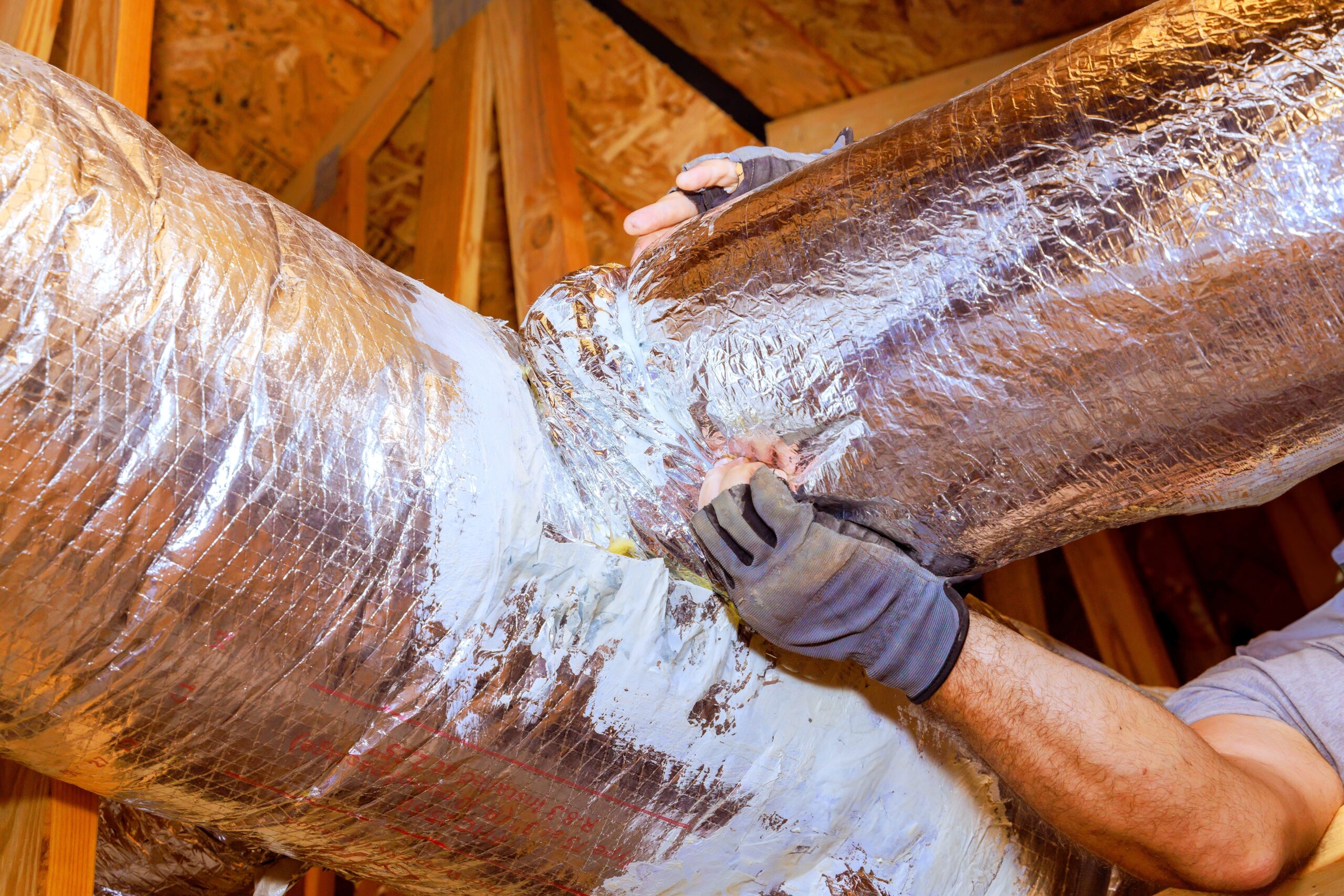 a man duct sealing